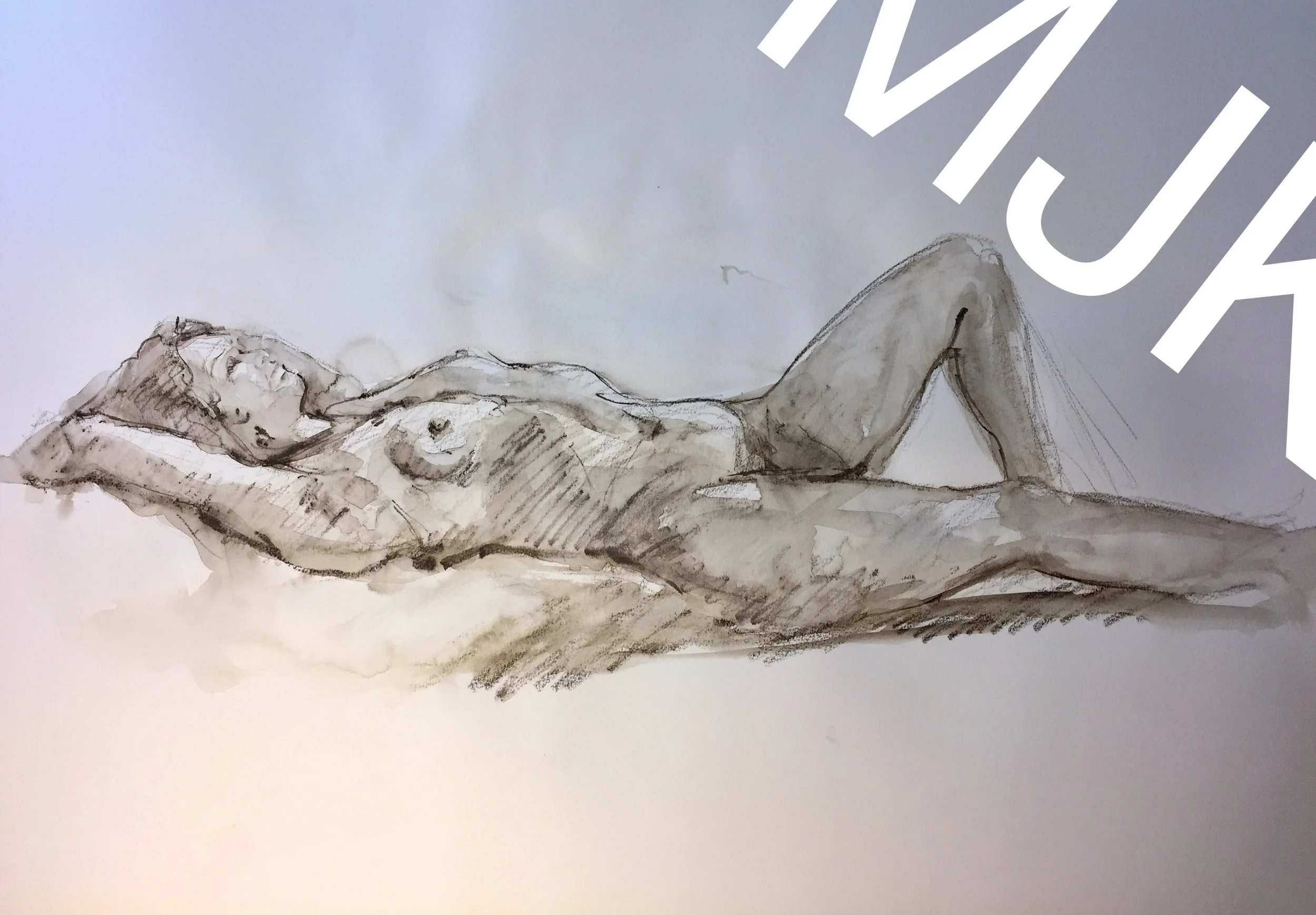 Thiara. Life Figure Drawing and wash 18x24 