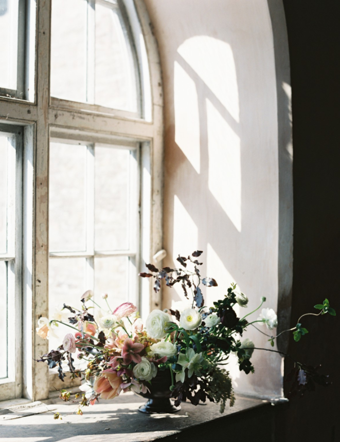 Tinge Floral - this whimsical creation reminds us of spring at it's peak. it's a beautiful medley using different shapes and sizes for a rounded, lush and full look is out of this world gorgeous! 