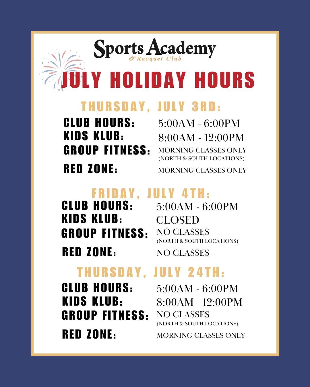 Holiday hours in July 🎇 
Have a great Fourth of July and Pioneer Day!