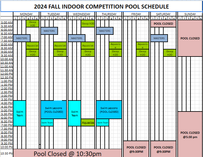 Pool Schedules — Sports Academy & Racquet Club