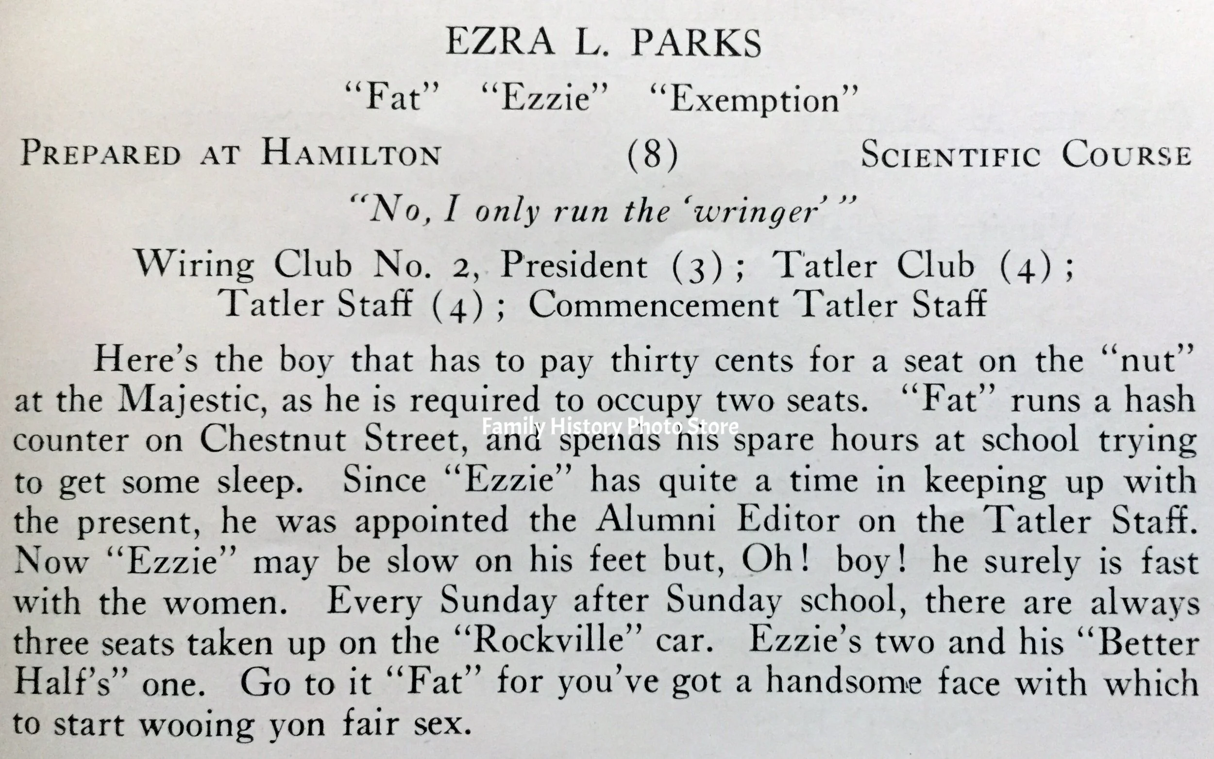 Ezra L Parks, Rev