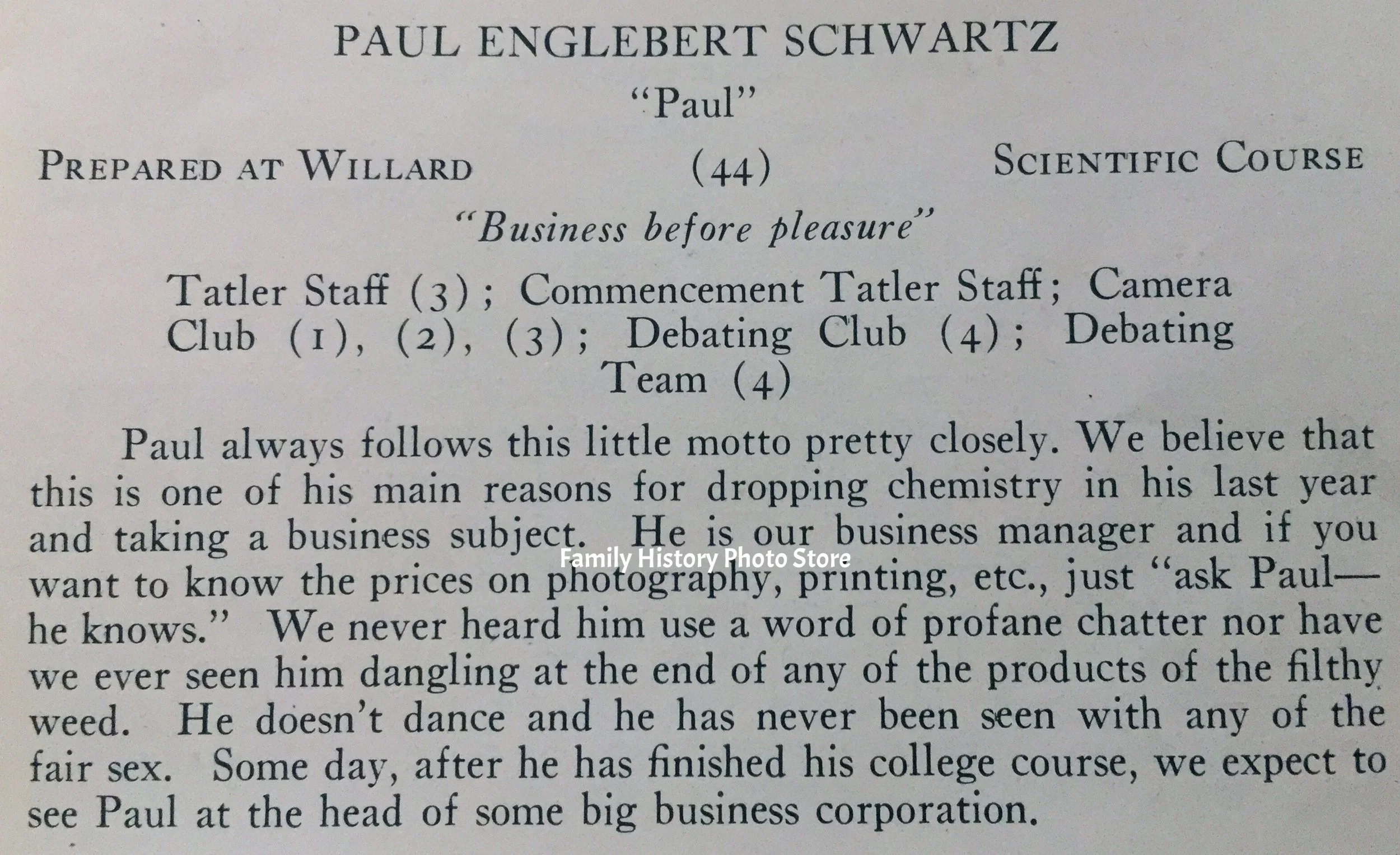Paul Englebert Schwartz, Capt