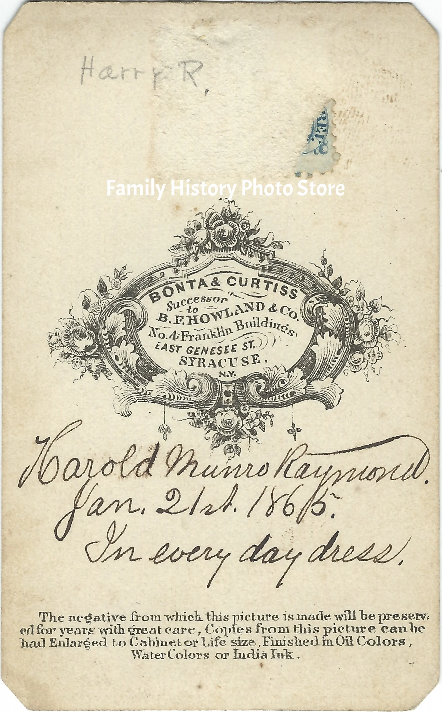 Harold Munro Raymond, Sgt