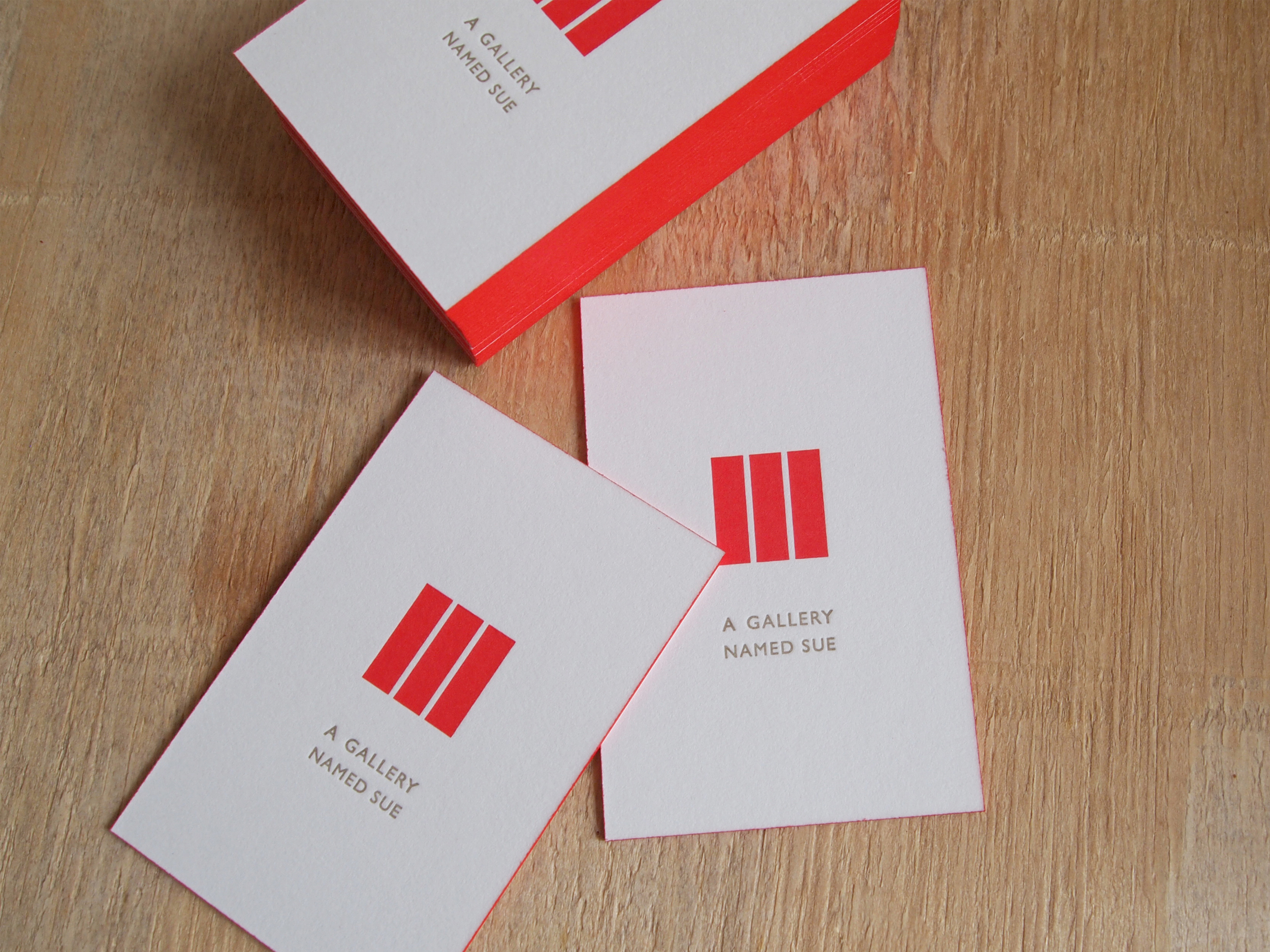 Letter-pressed business cards with orange edges (printed by Martijn Otto Wolf )