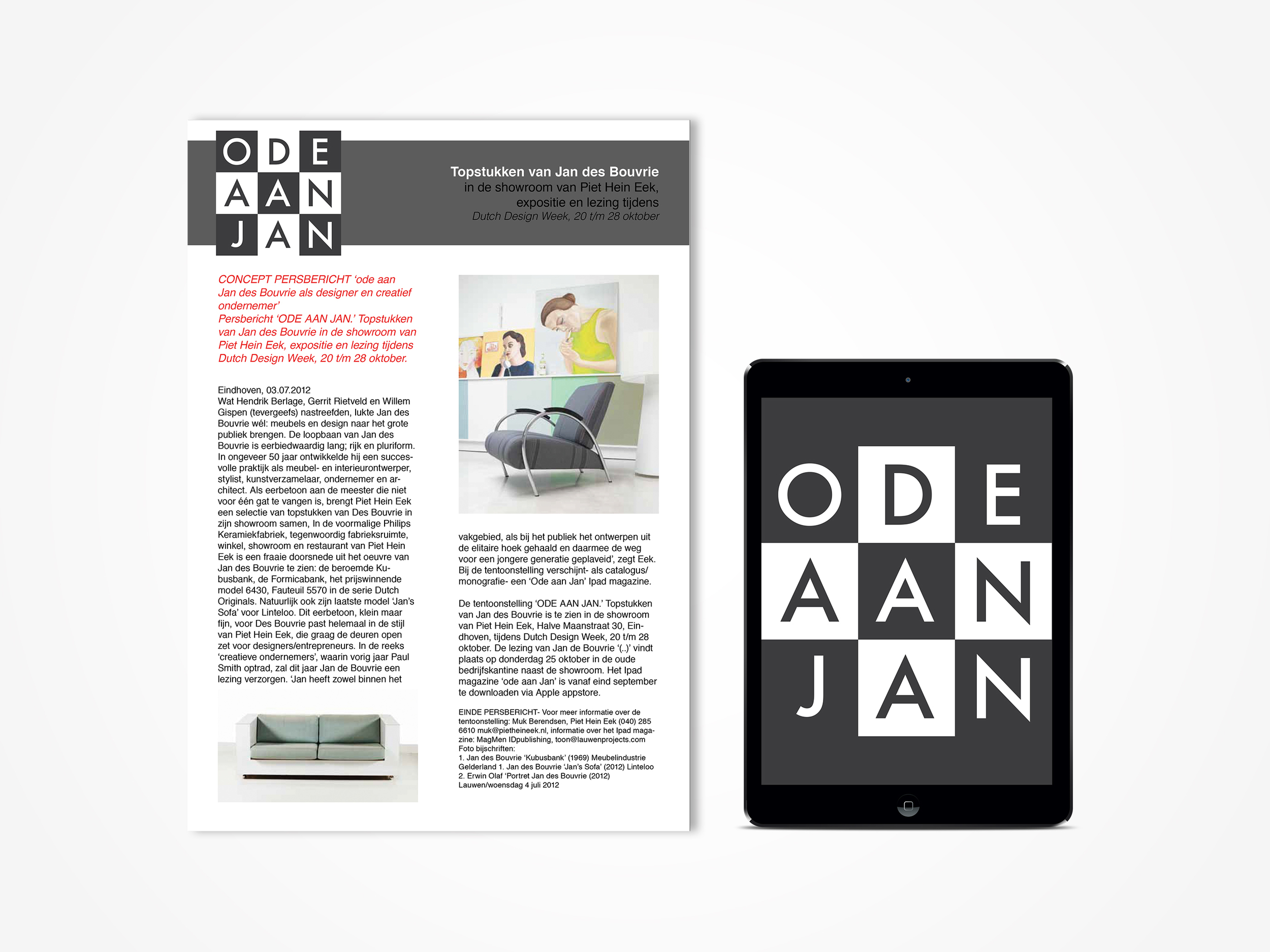 Press release and logo for IPad app. App and copy by Magmen / Lauwen Projects 2012