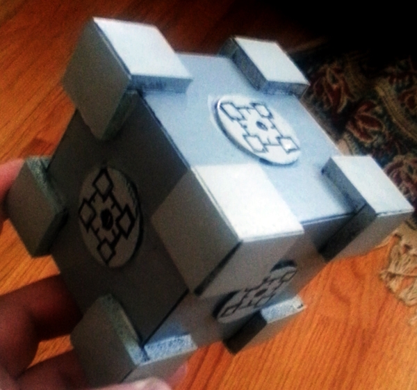 While Q was painting his cube I decided I should paint one of my own. Facebook said I should put companion cubes on each side - Behold, the HyperCube.