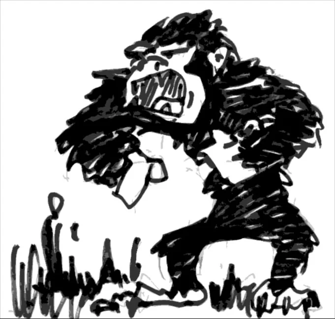 "The carnivorous ape is a larger, stronger and very aggressive relative of the gorilla...It hunger particularly for human flesh." AD&D Monster Manual