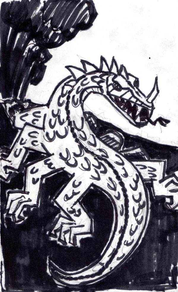"The basalisk is a reptilian monster. Although it has eight legs, its slow metabolic process allows it only slow movement...the basilisk's major weapon is its gaze by means of which it is able to turn to stone any fleshly creature which meets its glance." -AD&D Monster Manual