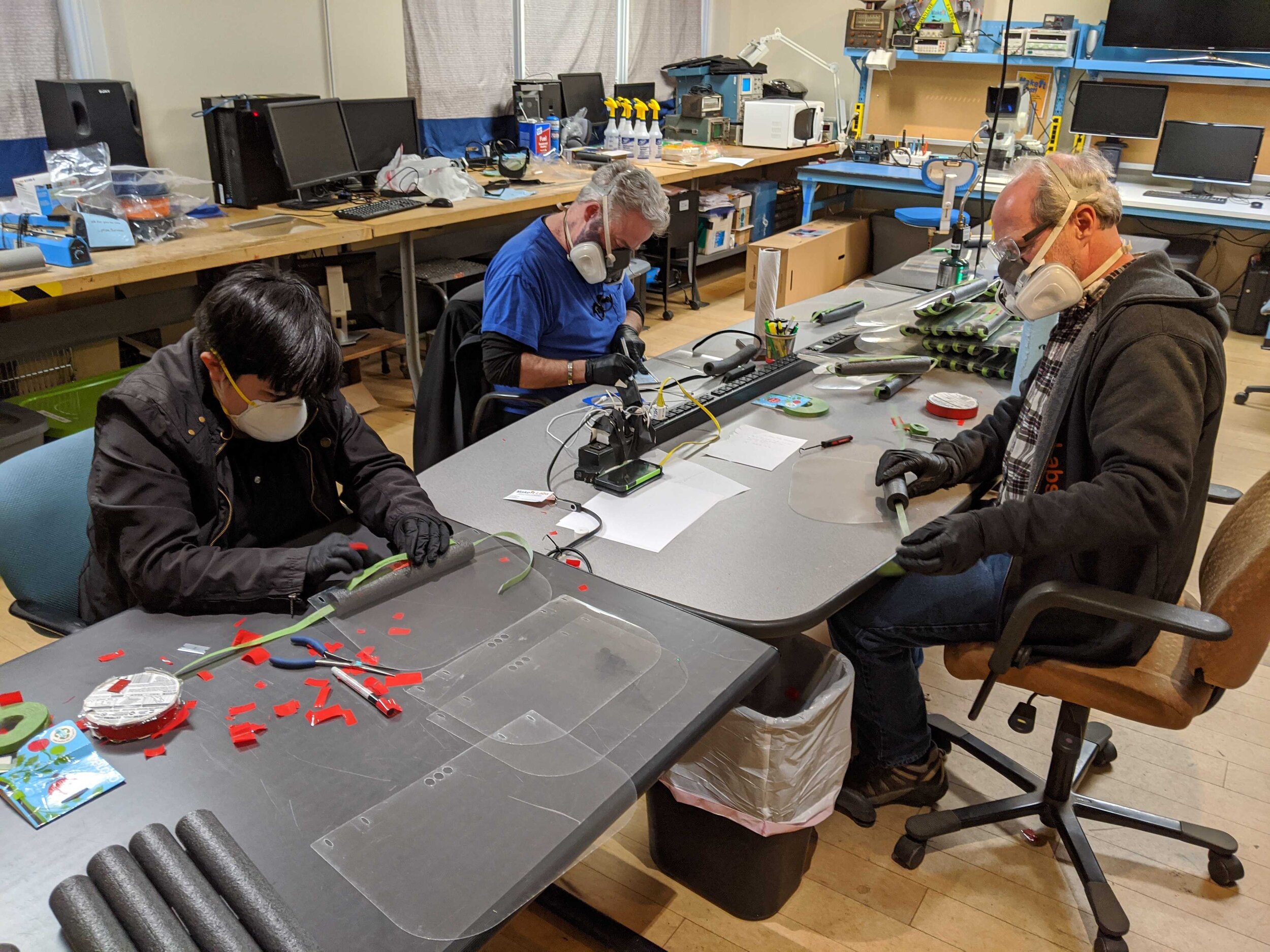  MakeIt Labs members volunteer their time to build face shields for local New Hampshire medical facilities. 