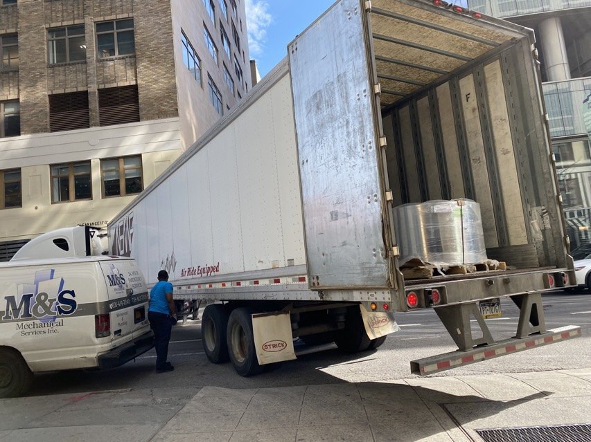  Large roll of PET plastic arrives at Adafruit Industries, in hard-hit New York City.  This plastic was distributed by MakeIt Labs. 