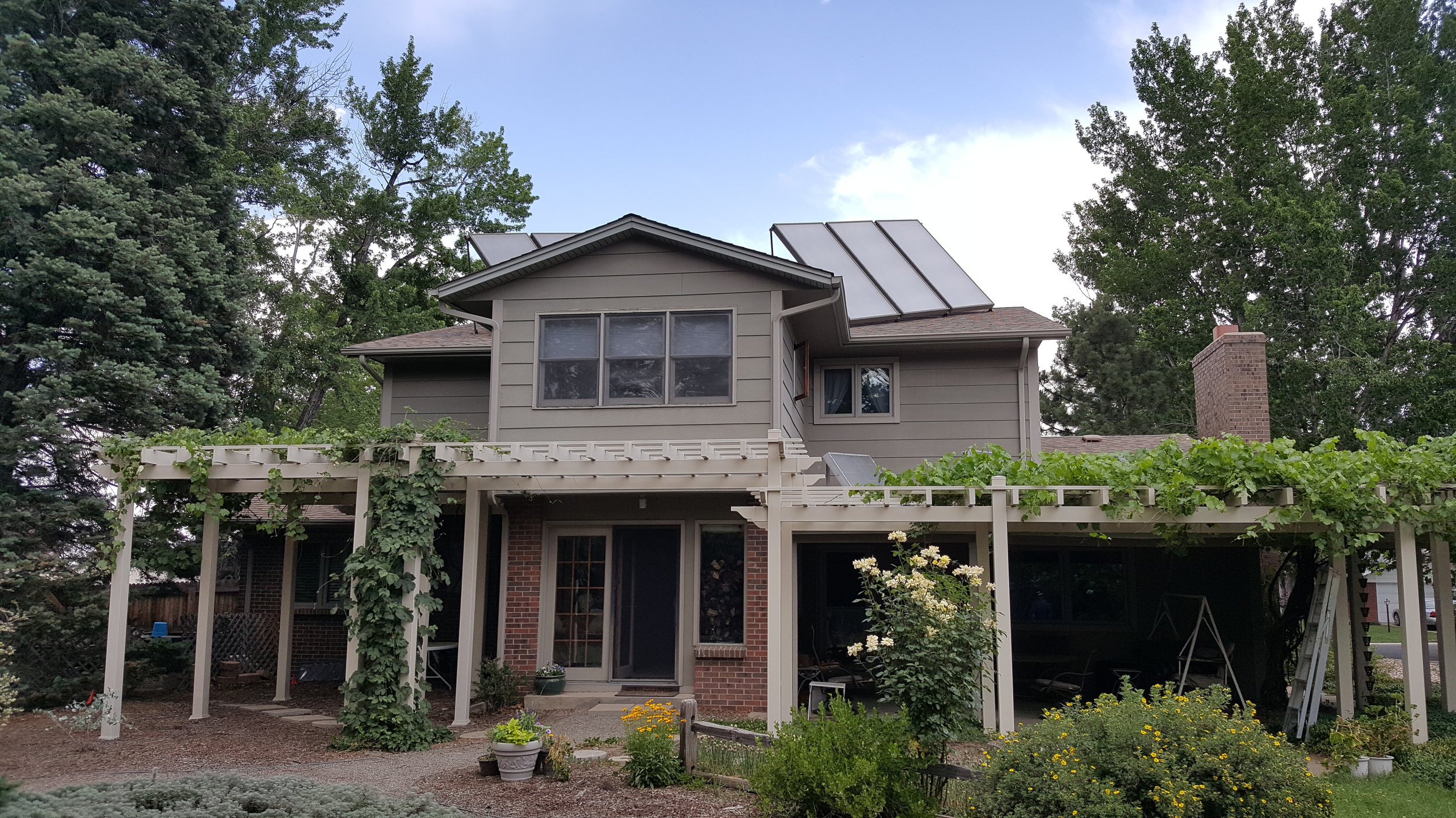 Six tilt up solar hot water panels in Aurora, Colorado