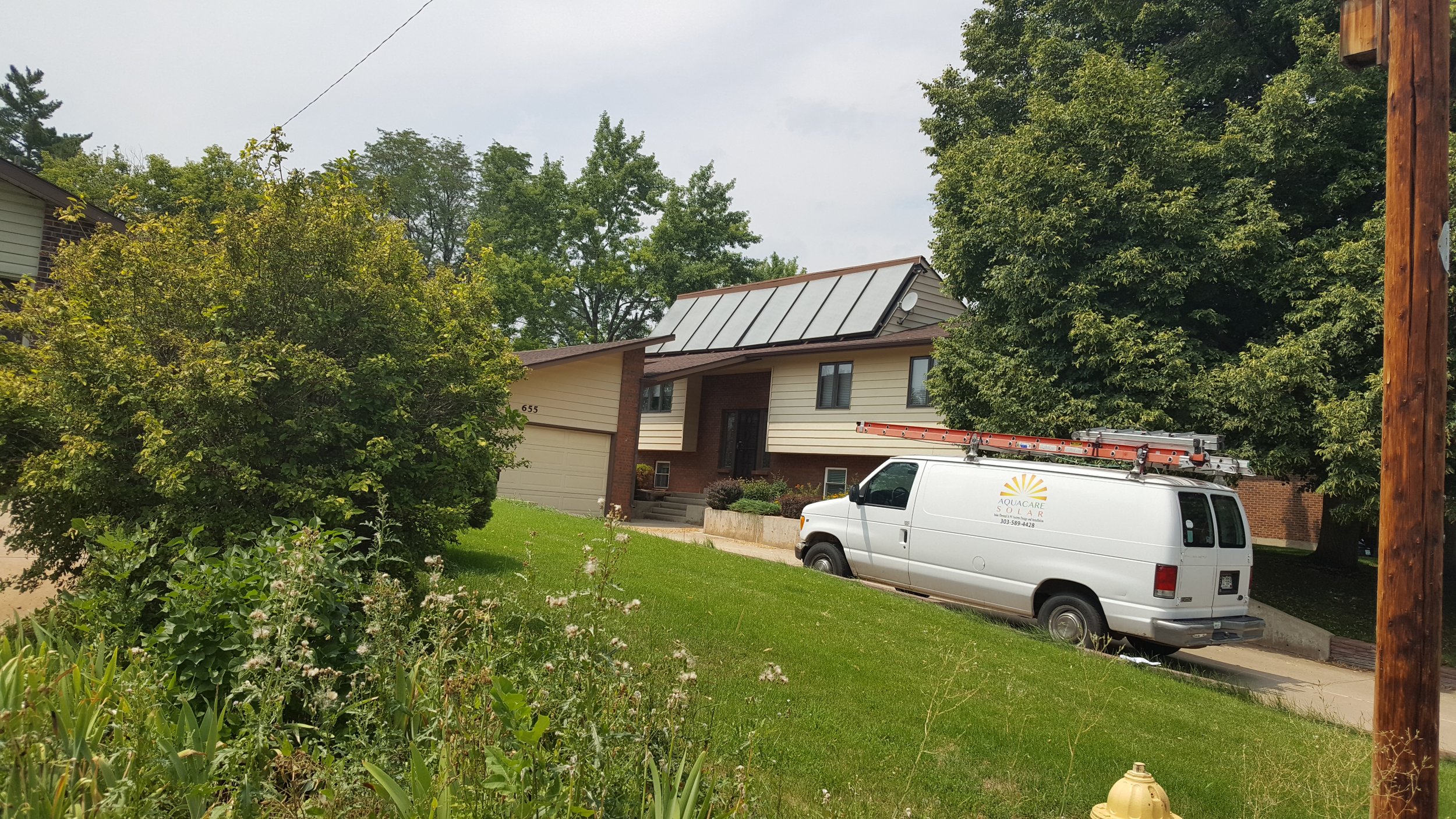 An eight solar thermal, flush mounted system in Broomfield, Colorado