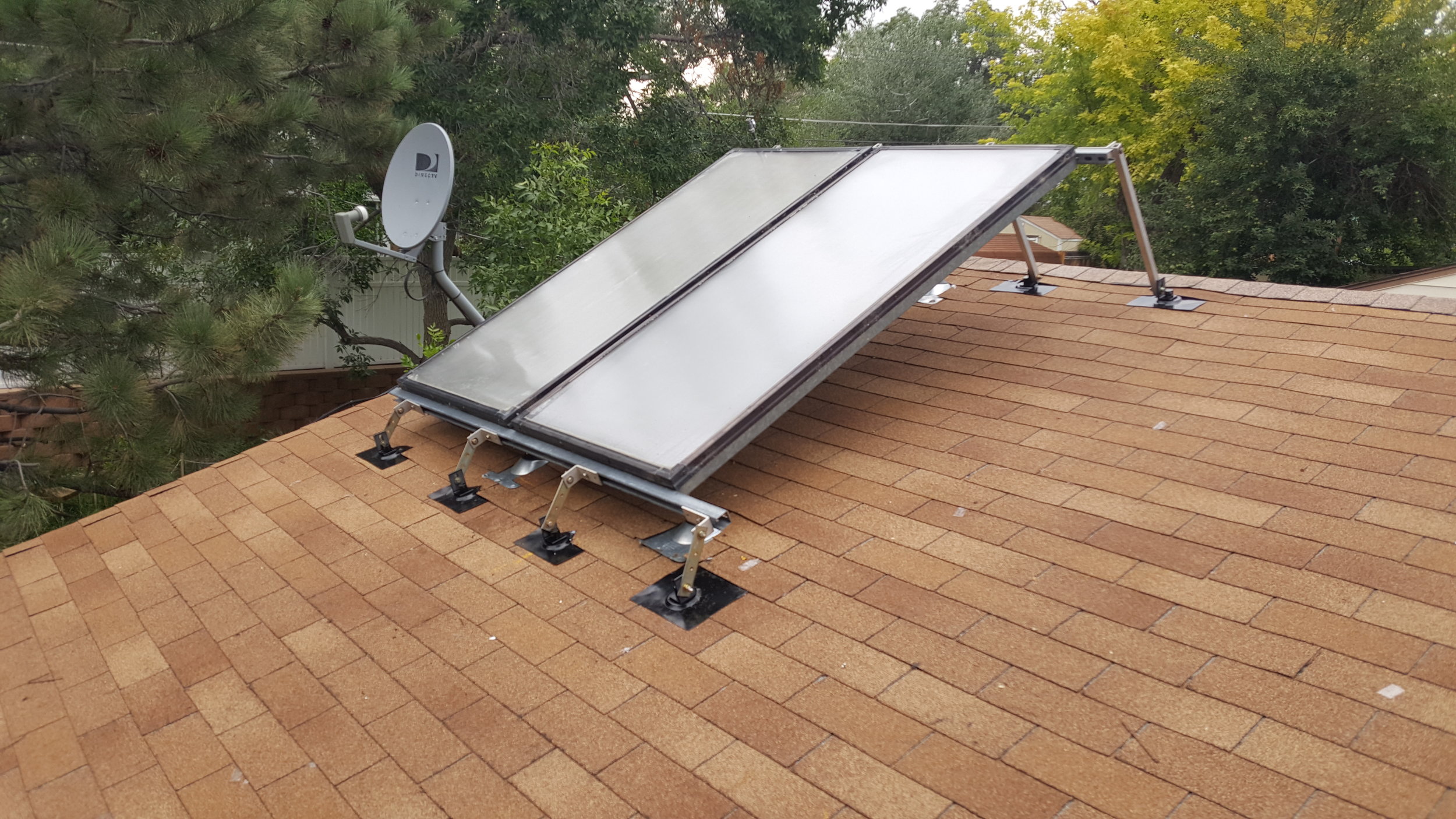 Two solar hot water panels in Broomfield, Colorado