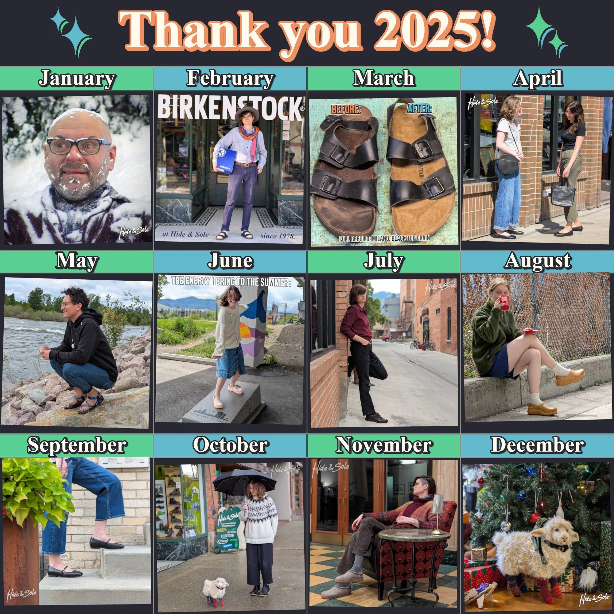 Missoula, thank you for another fantastic year! We're so grateful to you, our local community, for supporting your small downtown businesses. ❤
2025 was a fantastic year, and we look forward to a fun and shoe-filled 2026!!!

#HideAndSole #DowntownMis