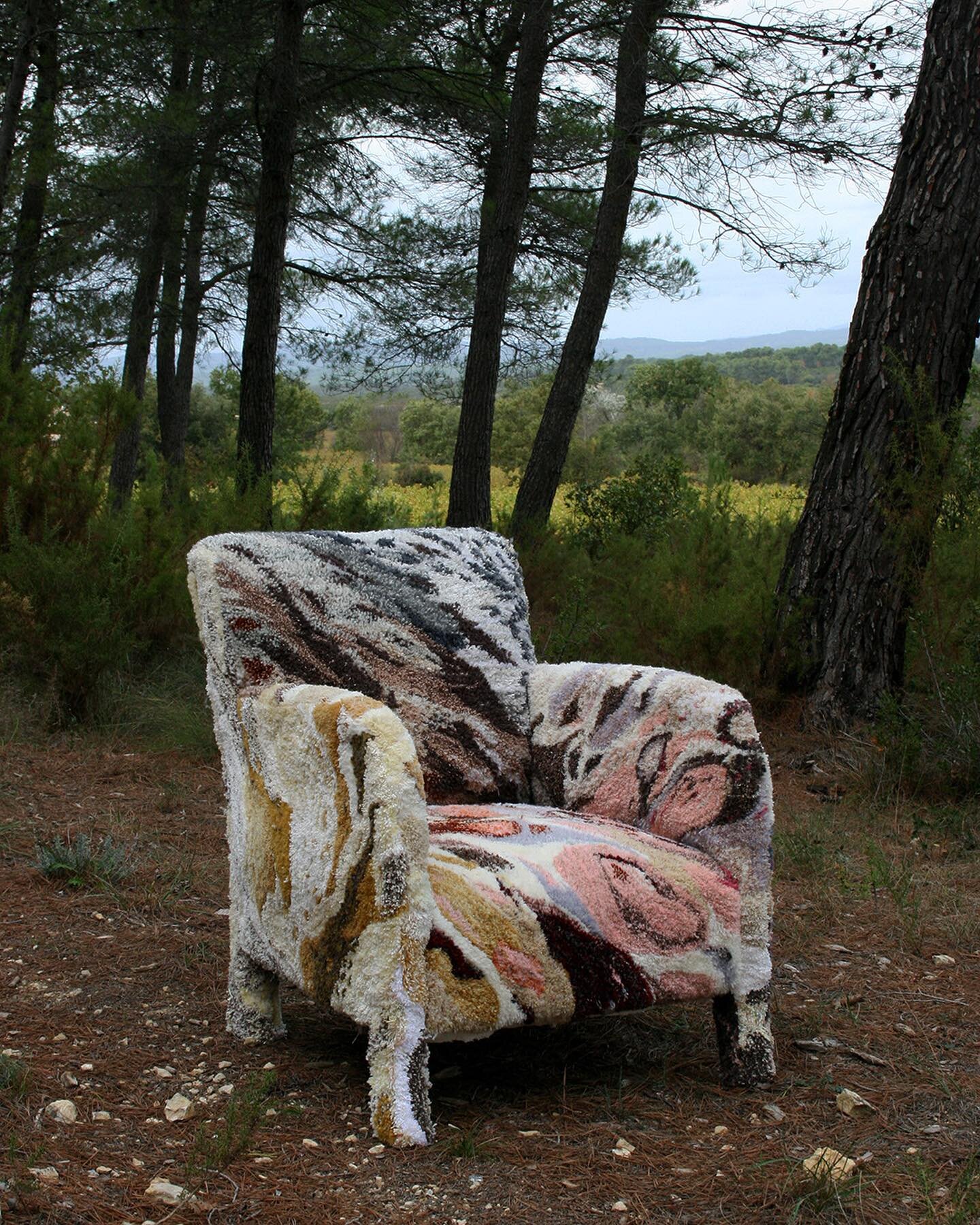Finally, we can show you this very special piece of textile: The tufted armchair was made by textile designer Ma&euml;lis @maelisray in her residency in September last year at Lottozero. Can you imagine she was tufting this in one week? She graduated