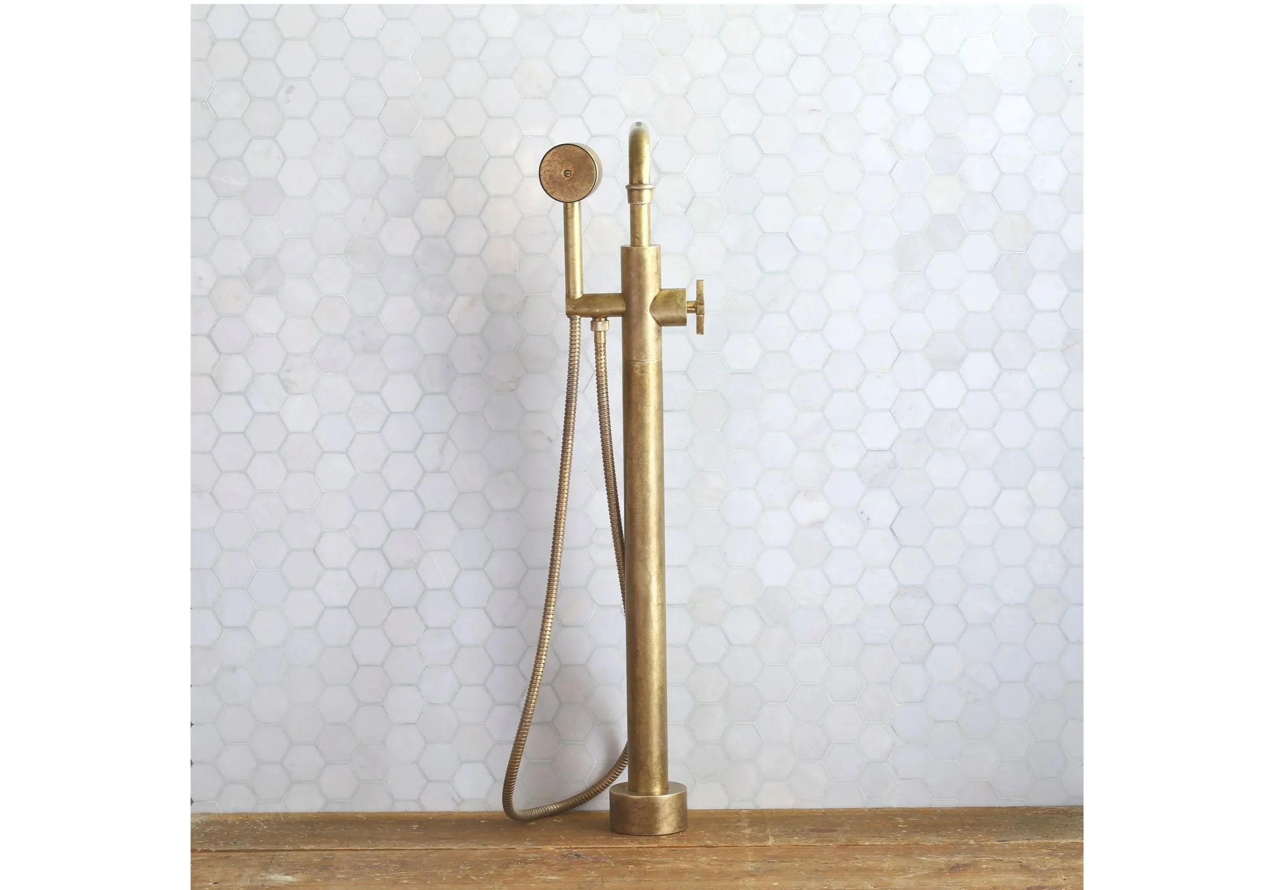 SH417 Brass Floor Tub Filler - Cross