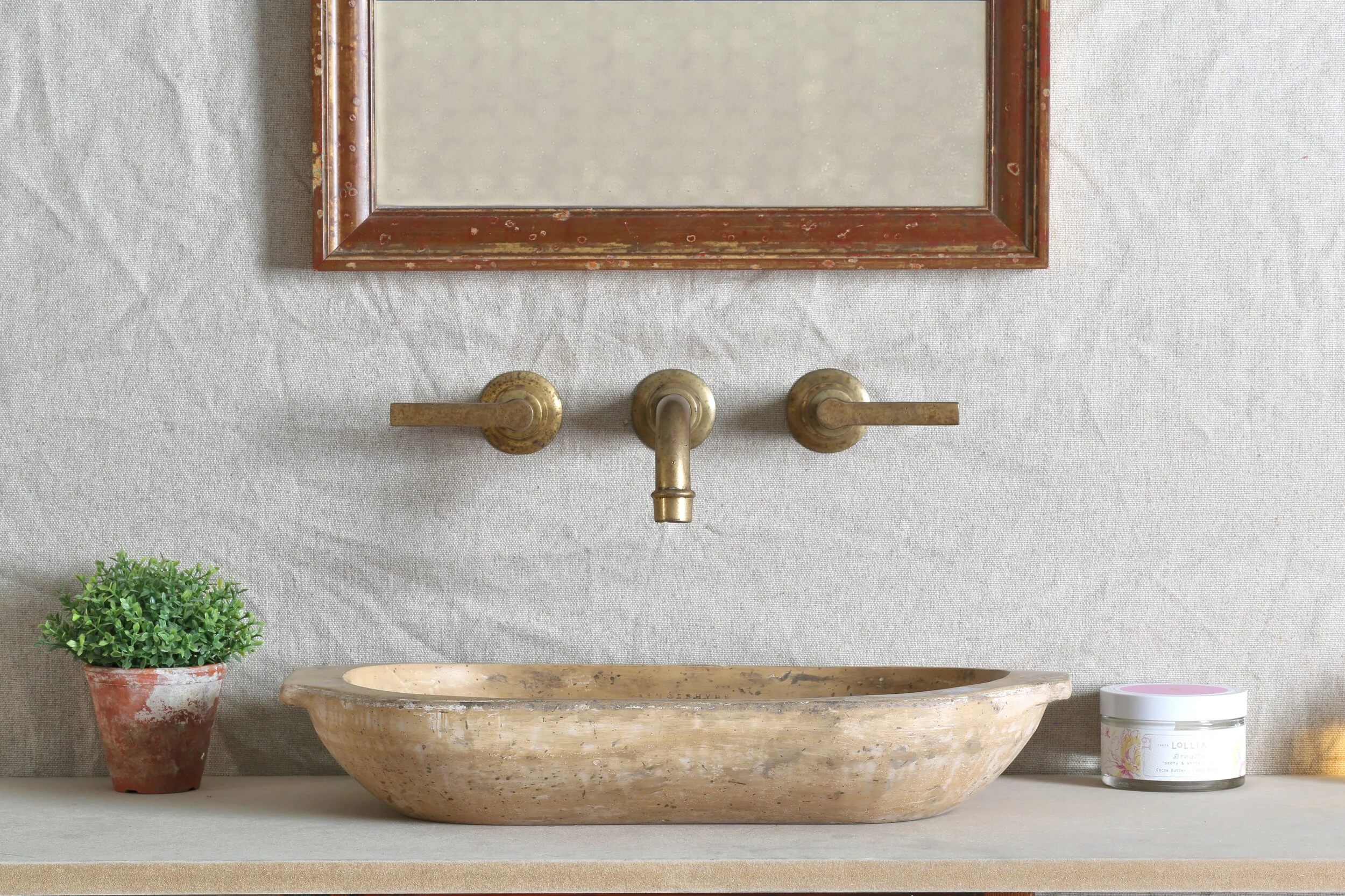 S112 Antique Maple Stone Dough Bowl Sink