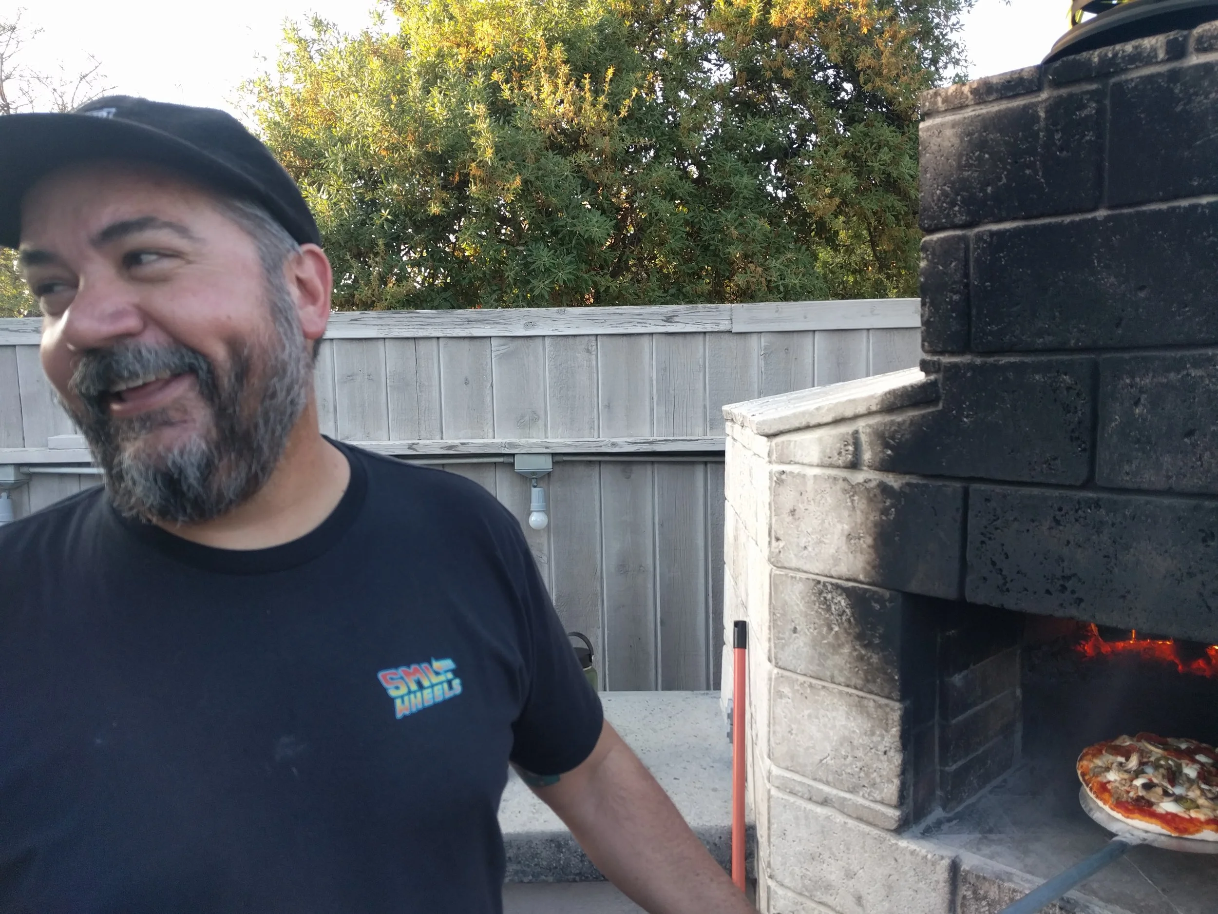 Jason manning the oven