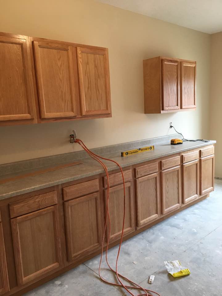 New building progress, break room.