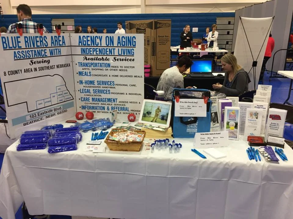 Blue Rivers AAA booth at the Beatrice Health Fair 2017.