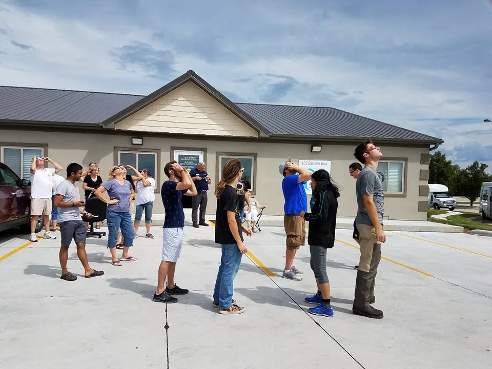 Blue Rivers employees and guests watching the Total Solar Eclipse 8/21/2017