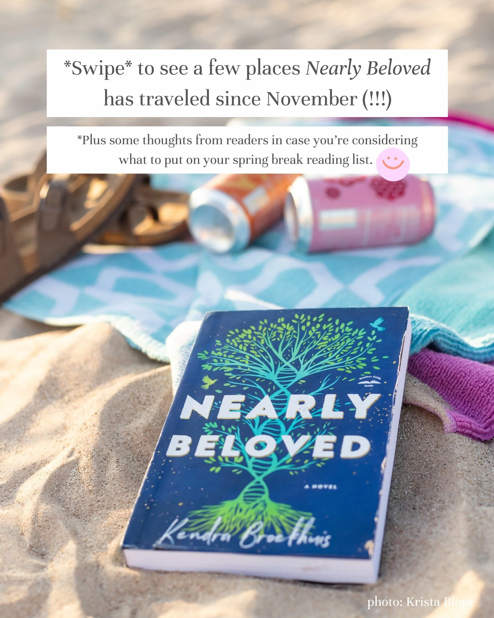 I'm not traveling to Tenerife or Maui during the dregs of this winter, but I will gladly live vicariously through these copies of Nearly Beloved making their way to warmer places. Also: add Nearly Beloved to your spring break reading list!! (I have s