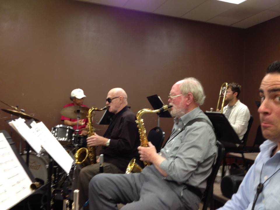 Rehearsing with Mel Lee, Don Menza, and Gary Foster. Jeremy Lappitt and I are a little bewildered.