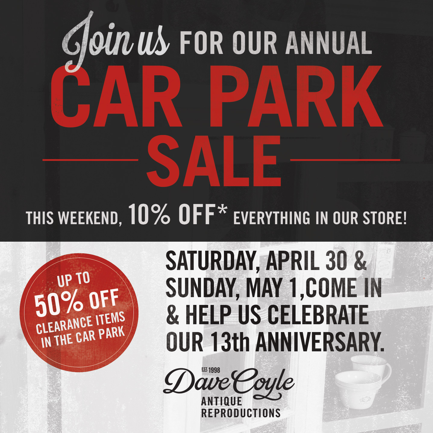 Join Us for our Car Park Sale