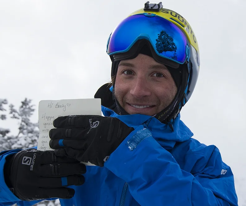   BRODY LEVEN  @BRODYLEVEN    adventure skier &amp; storyteller  "A chick slipped a love note into my backpack while I slept. I actually didn't even know I was carrying it. The note, not the chick." 
