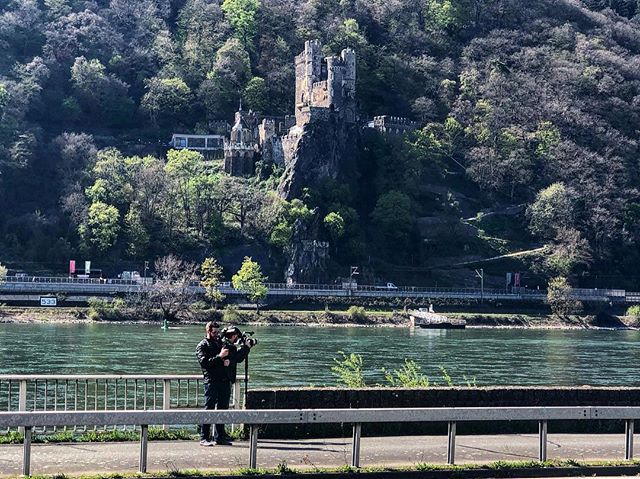 Rhein River Valley Castles are amazing to shoot.  Here @mr_stegs and @rkolegas are shooting one majestic castle with another lurking behind them!
.
.
.
.
#history #castle #shotoniphone #producer #work #worktravel #germany🇩🇪 #bestcrew