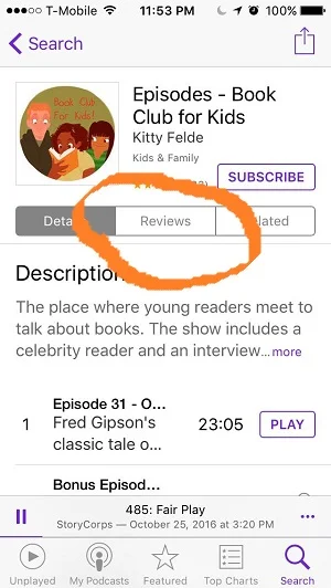 This is the page that will come up. See there in the middle of the bar where it says "Reviews"? Touch it.