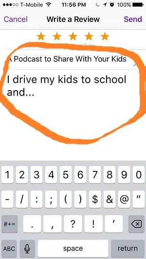All that's left to do is come up with a title for your review and write a sentence or two. And hit SEND. (it's in purple in the upper right hand corner.) That's it!