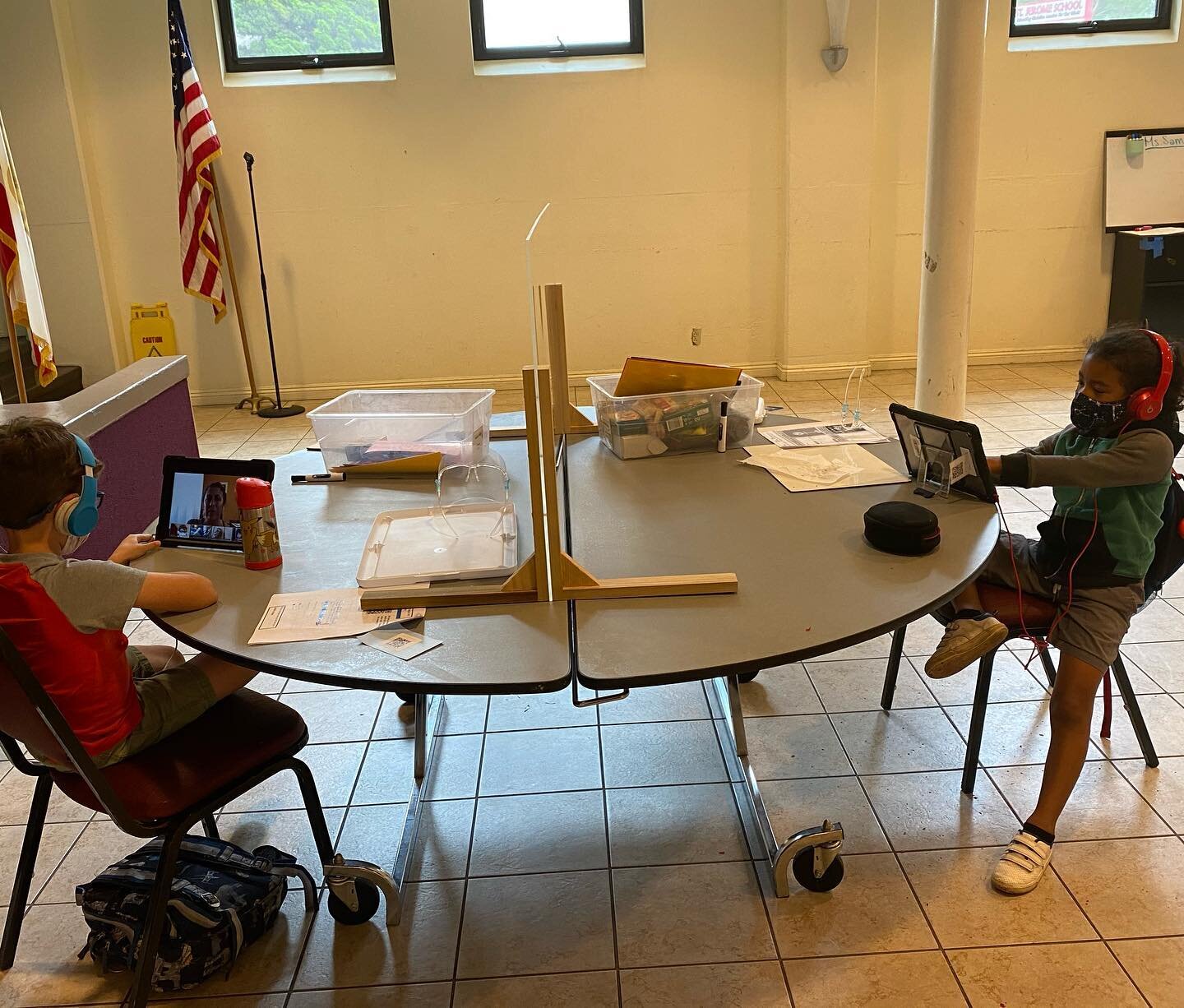 Our small learning cohorts are off to a great start! We are socially distancing with partitions on every table. Our kids have all the resources needed to have a productive school year. #distancelearning #smallgroupinstruction #tutorialservices #acade
