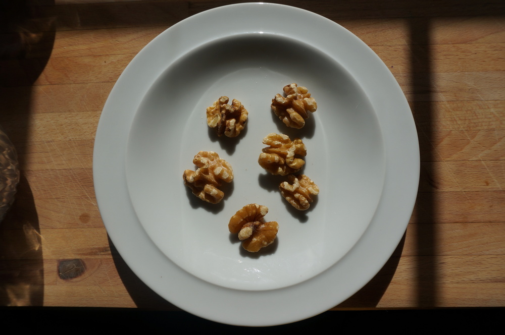Six halves of walnuts