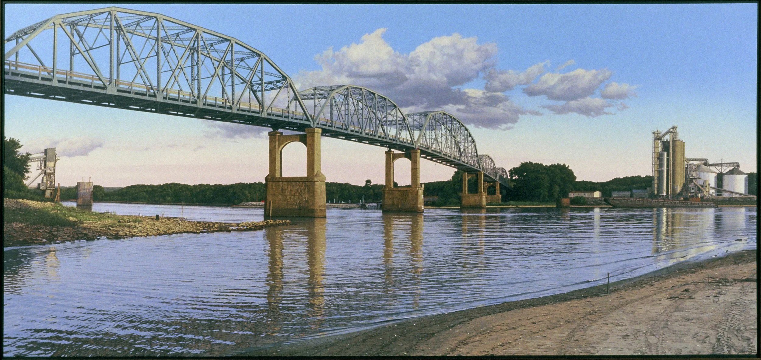 Route 89 Crossing the Illinois River at Spring Valley   2002, 31" x 66 1/2"  oil on canvas