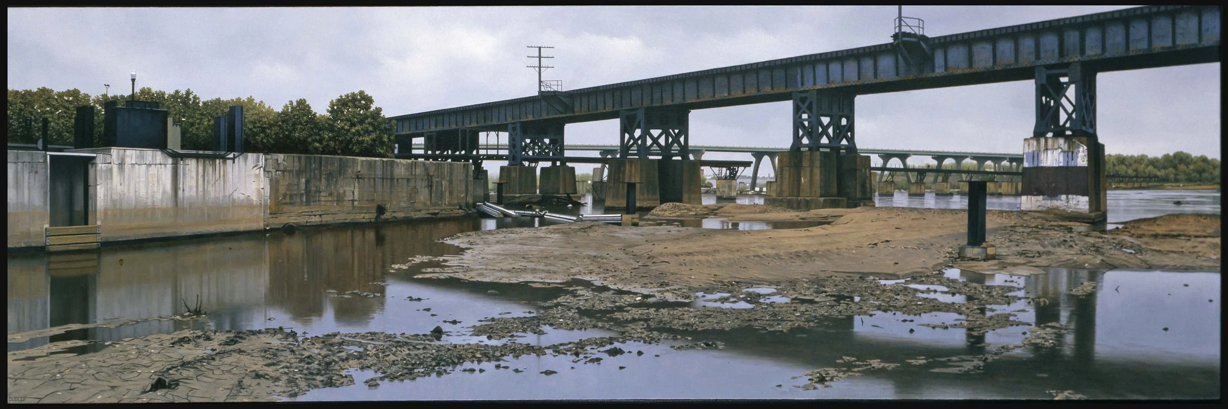 James River - Richmond VA  2007, 15" x 46" oil on canvas