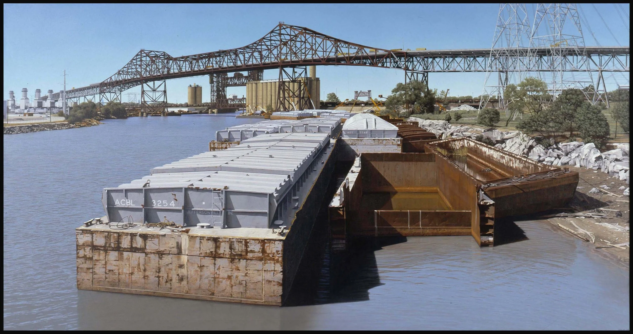 Calumet River from 100th Ave-Chicago  2004,  42" x 80" oil on canvas