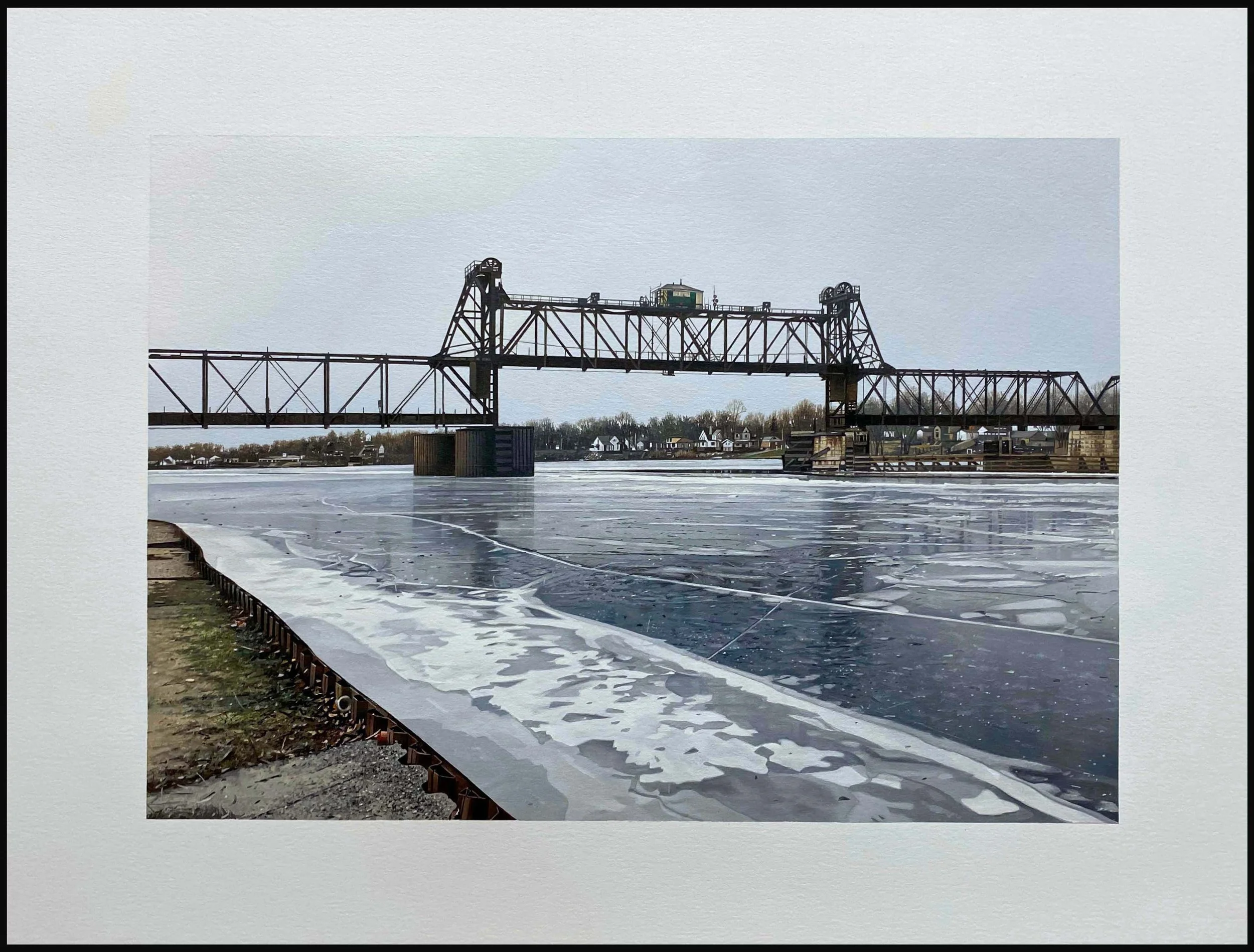 Ottawa Bridge IL  2020; 15" x 20" oil on paper