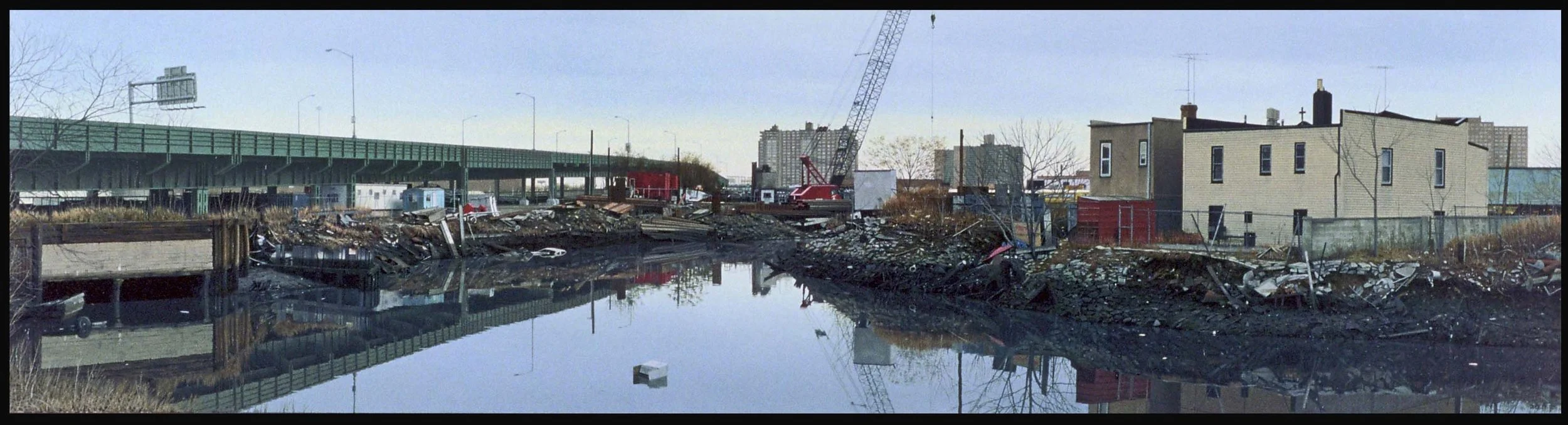 Coney Island Creek from Canal Ave, Brooklyn 1998,  18" x 69" oil on canvas