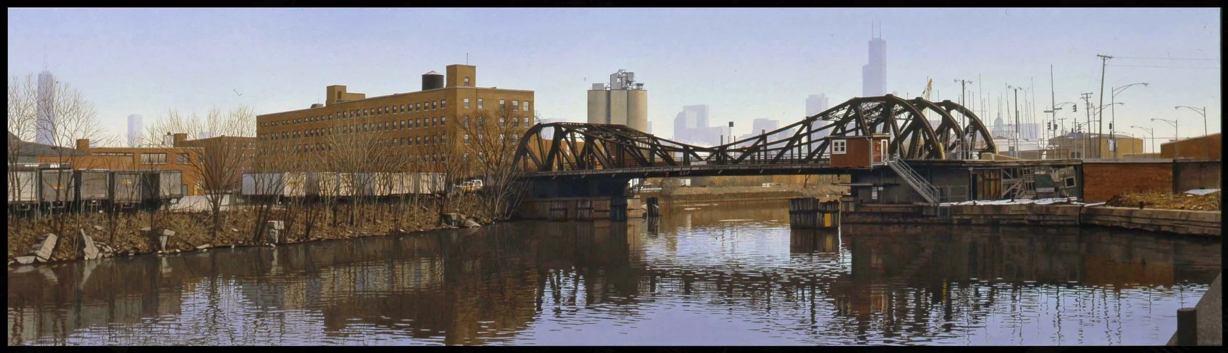 Division St Bridge-Chicago, IL 2002, 16" x 57"  oil on canvas