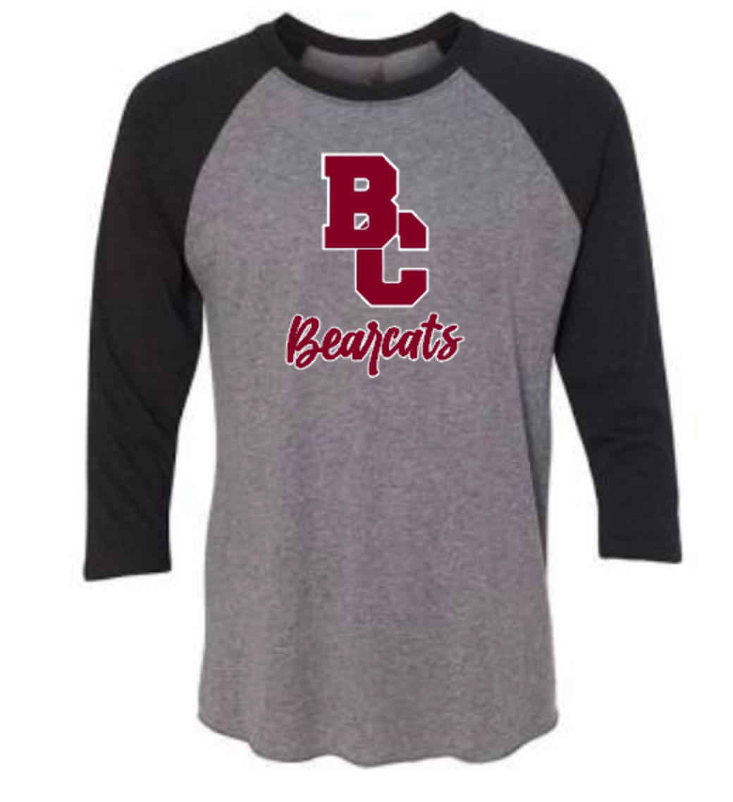 BC Bearcats Logo Raglan White on gray.png
