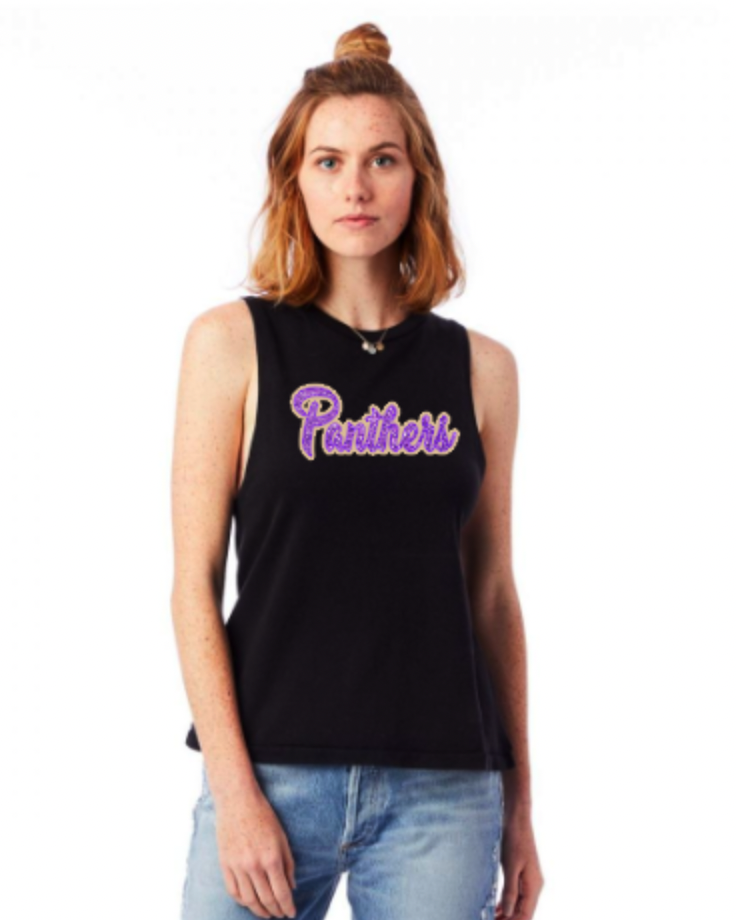 panthers muscle tank black glitter.png