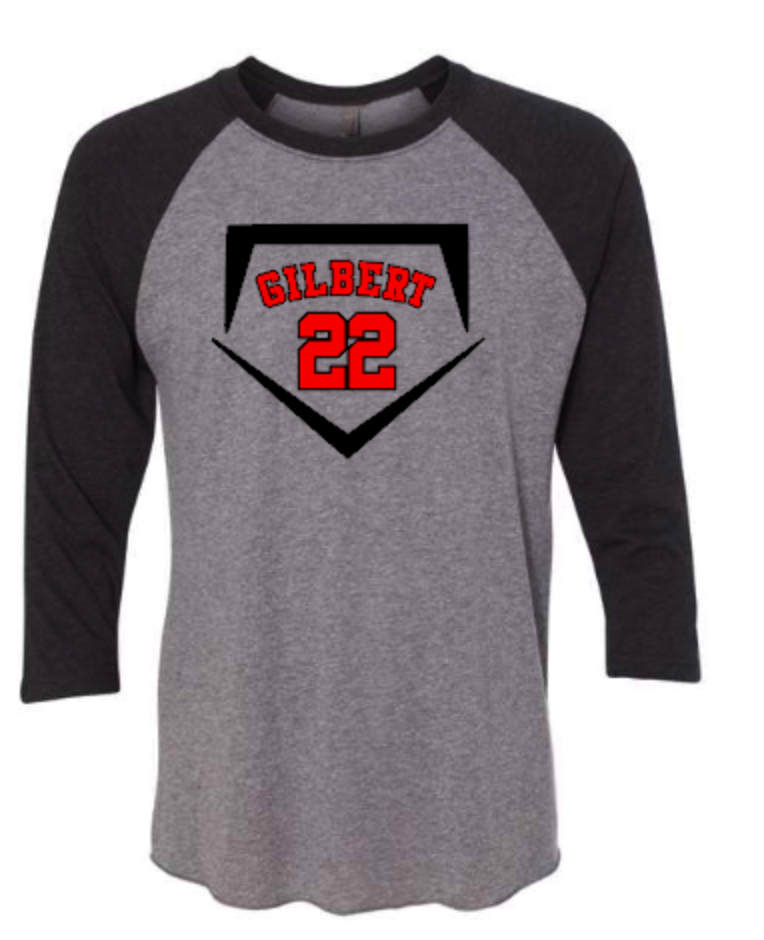 Gilbert Baseball Diamond Custom Numer Raglan Tee.png