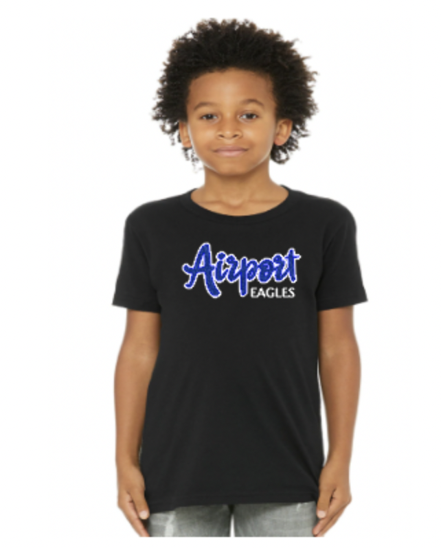 Airport Eagles Glitter Unisex Short Sleeve black:blue Tee.png
