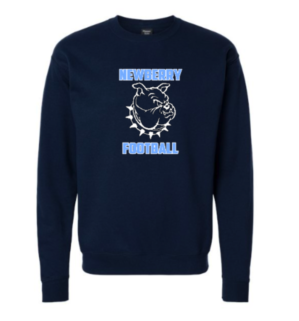 Newberry Bulldog Football Crew Sweatshirt Navy.png