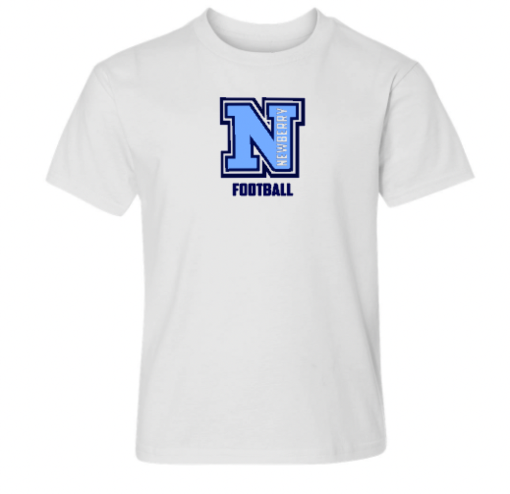 Newberry Logo Football Youth SS White.png