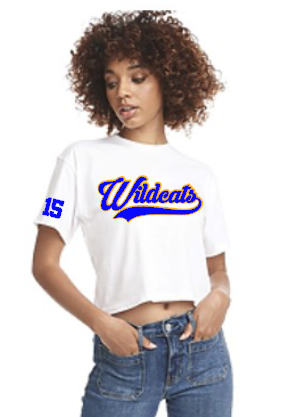 Wildcats Custom Player Number SS Cropped Tee White.png