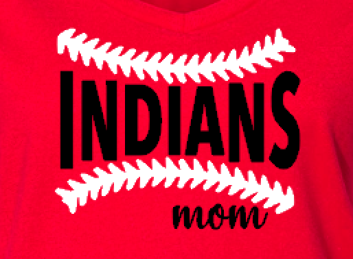 Indians Baseball Mom Custom Ladies V Neck Tee Red Close.png