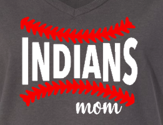Indians Baseball Mom Custom Ladies V Neck Tee Smoke Close.png