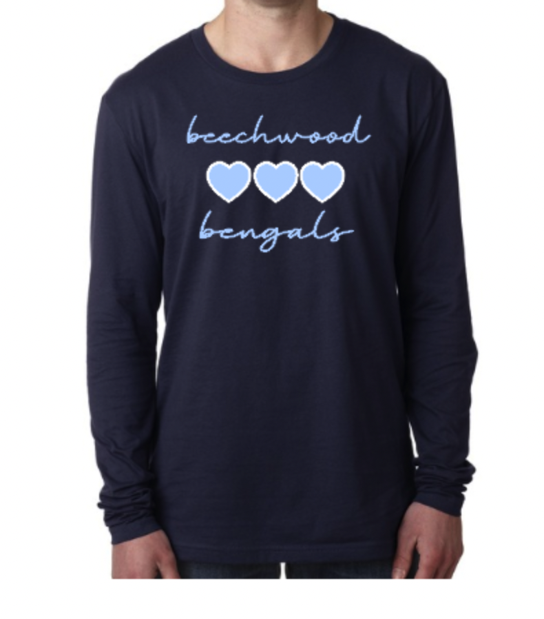 beechwood script with hearts navy long sleeve tee.png